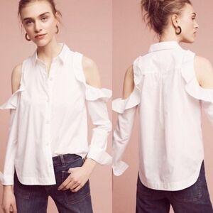 Maeve Cold Shoulder Ruffle Top Size XS